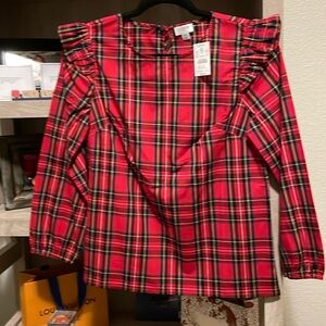J. Crew Factory Tartan Blouse